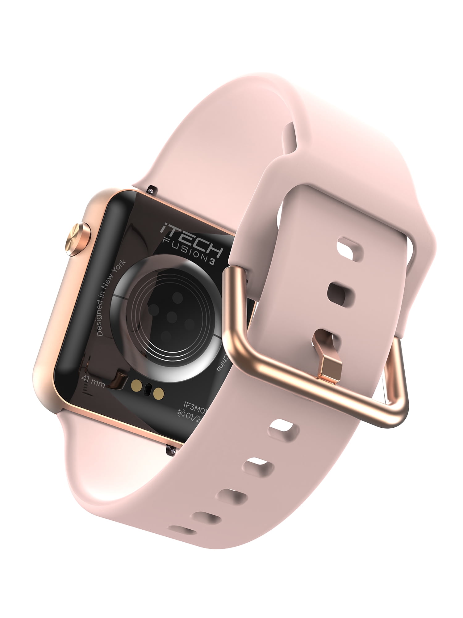 iTech Fusion 3 Unisex Adult Rectangular Smart Watch, Blush, Silicone Strap - Image 2