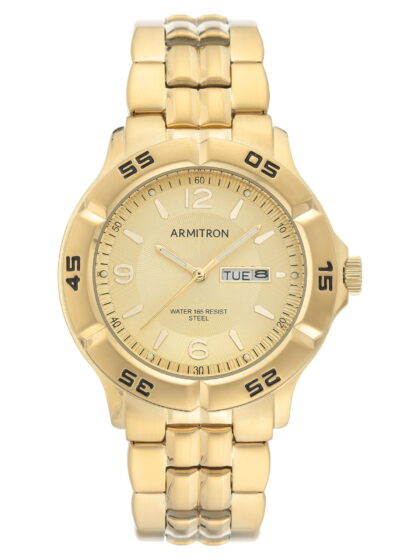 Armitron Men's Gold-Tone and Champagne Day Date Dress Watch