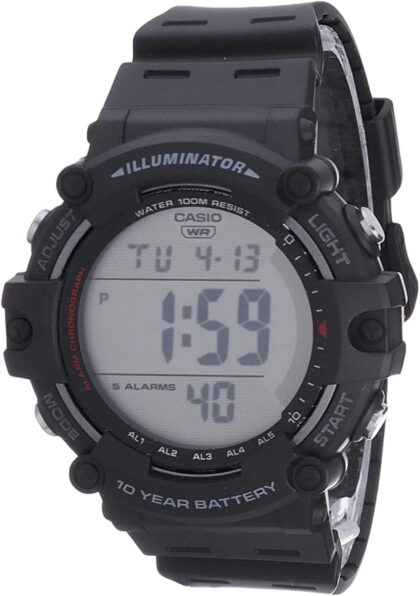 Casio Men's Digital Quartz 10-Year Battery 100m Black Resin Watch AE1500WH-1AV