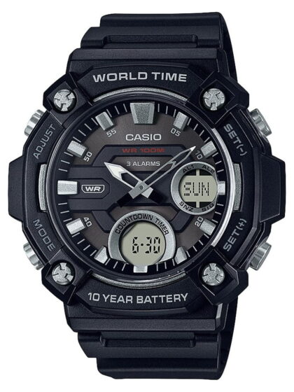 Casio Men's Heavy Duty Analog-Digital World Time Watch AEQ120-1AV