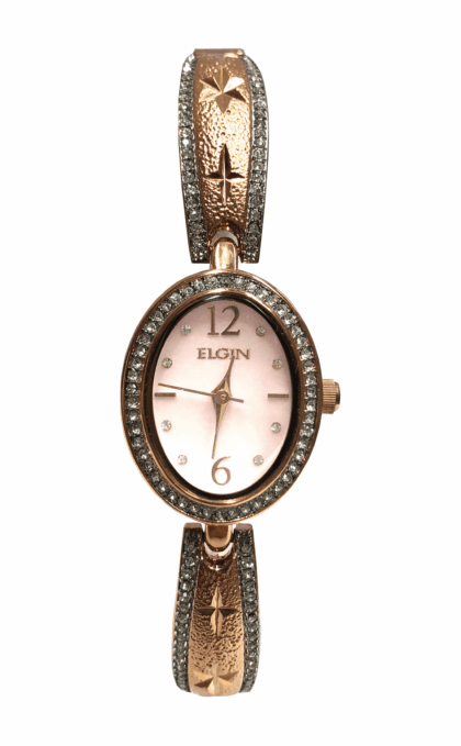 Elgin Women's Rose Gold Analog Quartz Watch with Mother of Pearl Dial and Crystal Accents, Fashion Watch for Her (EG17012RG)