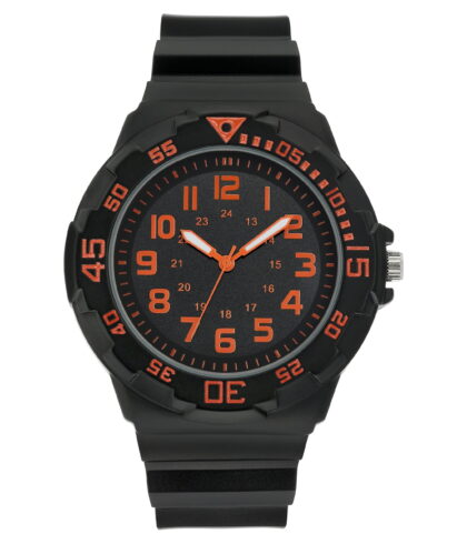 George Men's Casual Watch with Orange Round Dial and Black Resin Band
