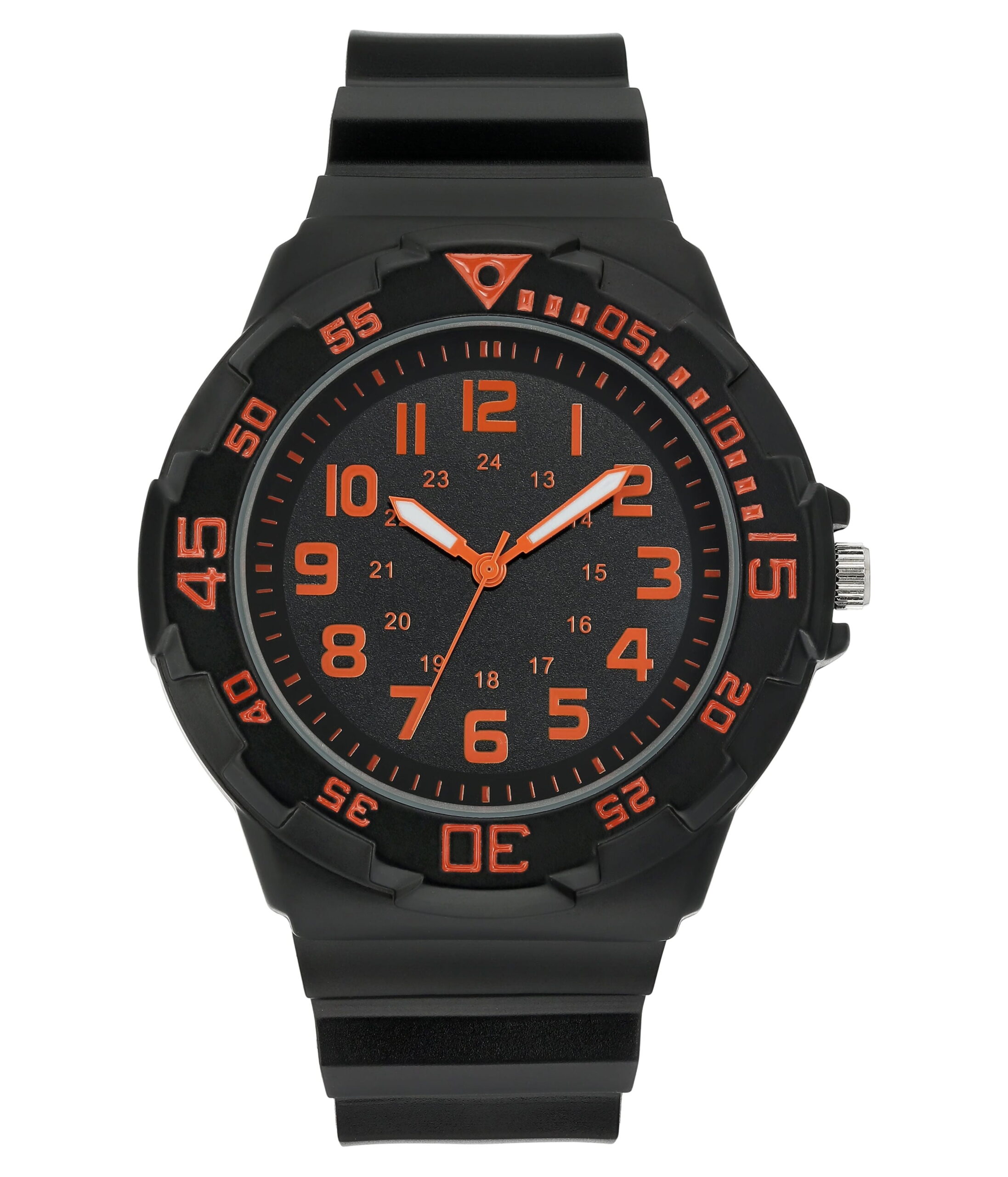 George Men's Casual Watch with Orange Round Dial and Black Resin Band
