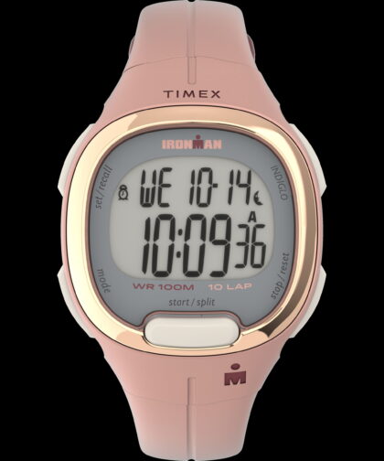 TIMEX Women's IRONMAN Transit 33mm Resin Strap Watch – Rose Gold Top-Ring & Pink Resin Strap