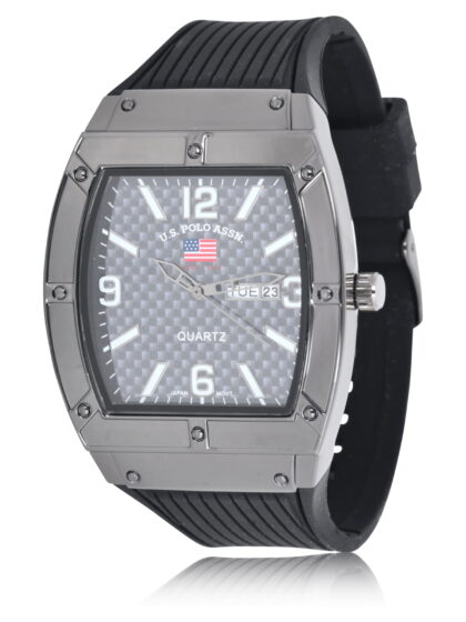 U.S. Polo Assn. Adult Male Analog Watch with Gun Metal Case and Black Silicone Strap (US9797WM)