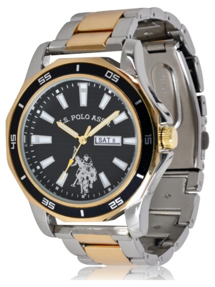U.S. Polo Assn. Adult Male Classic Watch in Gold and Silver-Tone with Black Dial (USC80474WM)