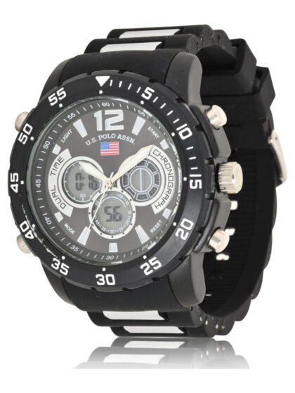 U.S. Polo Assn. Adult Male Sport Analog/Digital Watch with Black Rubber Strap (US9544WM)