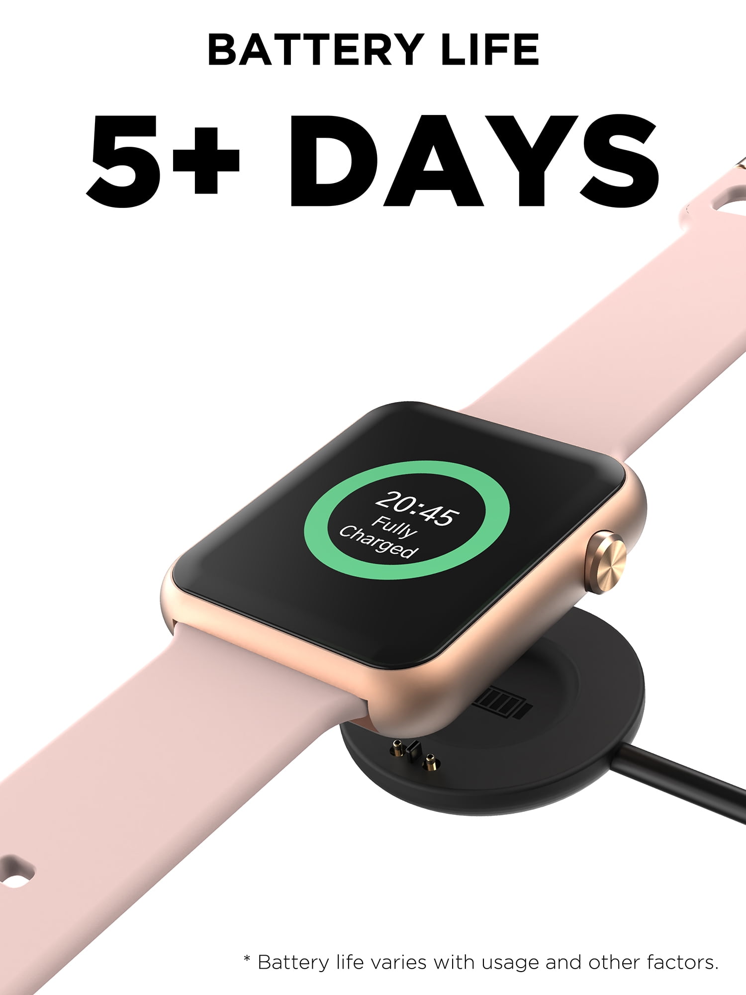 iTech Fusion 3 Unisex Adult Rectangular Smart Watch, Blush, Silicone Strap - Image 4