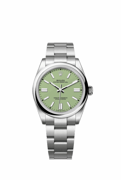 Unworn 2025, Rolex Oyster Perpetual, Oystersteel 41mm, Pistachio-green dial, Domed Oyster, Ref# 134300-0006, box and papers 1:1